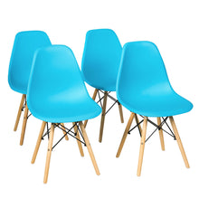 Load image into Gallery viewer, Gymax Set of 4 Mid Century Modern DSW Dining Side Chair Wood Legs Blue
