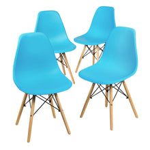 Load image into Gallery viewer, Gymax Set of 4 Mid Century Modern DSW Dining Side Chair Wood Legs Blue
