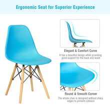 Load image into Gallery viewer, Gymax Set of 4 Mid Century Modern DSW Dining Side Chair Wood Legs Blue

