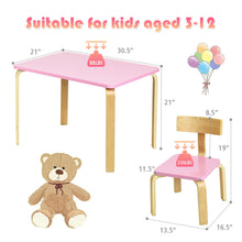 Load image into Gallery viewer, Gymax 3 Piece Kids Wooden Table and 2 Chairs Set Children Activity Art Desk Furniture
