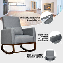 Load image into Gallery viewer, Gymax 2-in-1 Fabric Upholstered Rocking Chair Nursery Armchair with Pillow Dark Grey
