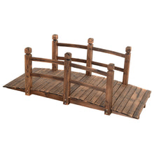 Load image into Gallery viewer, Gymax 5Ft Garden Wooden Bridge Decoration Backyard Pond w/ Safety Rails Natural/Brown
