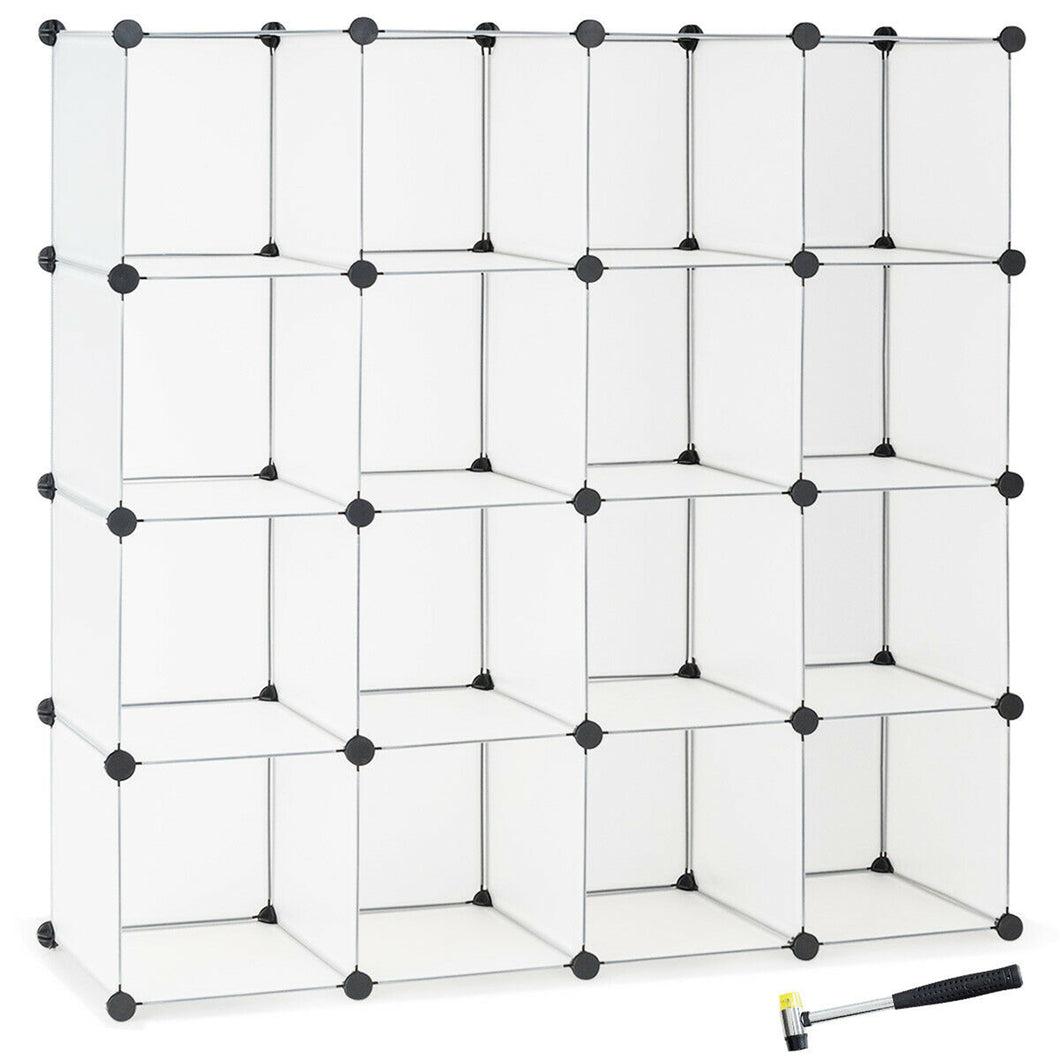 Gymax 16 Cube Storage Organizer Plastic Organizer Units 49.5'' X 12.5'' X 49.5''