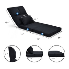 Load image into Gallery viewer, Gymax Flip Chair Convertible Sleeper Couch Futon Bed Lounger w/Pillow Black
