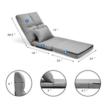 Load image into Gallery viewer, Gymax Flip Chair Convertible Sleeper Couch Futon Bed Lounger w/Pillow Grey
