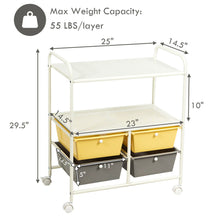 Load image into Gallery viewer, Gymax 4 Drawers Rolling Storage Cart Metal Rack Shelf Home Office Furniture
