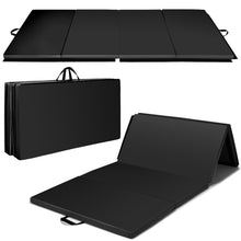 Load image into Gallery viewer, Gymax Foldable Gymnastics Exercise  Mat Tumbling Pad 4&#39; x 8&#39; w/ Carrying Handles Black
