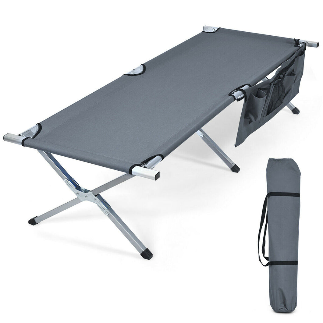 Gymax Folding Camping Cot Heavy-duty Camp Bed W/Carry Bag for Traveling Vocation Beach