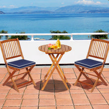 Load image into Gallery viewer, Gymax 3PC Folding Patio Conversation Set Acacia Wood Bistro Set w/ Cushions
