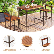 Load image into Gallery viewer, Gymax 3PCS Patio Bar Set Dining Set Outdoor Furniture Set w/ Wooden Tabletop
