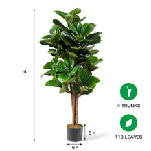 Load image into Gallery viewer, Gymax 4Ft Fiddle Leaf Fig Tree Artificial Greenery Plant Home Office Decoration
