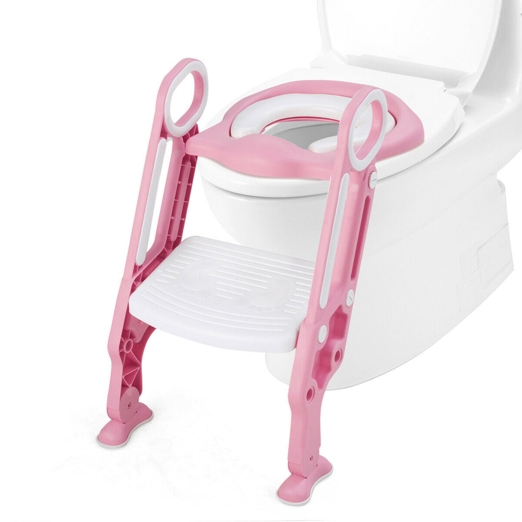 Gymax Foldable Potty Training Toilet Seat w/ Step Ladder Adjustable Baby Kids Home