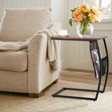 Load image into Gallery viewer, Gymax C-shaped End Side Sofa Table Vintage Accent Snack Laptop Tablet w/ Side Pocket
