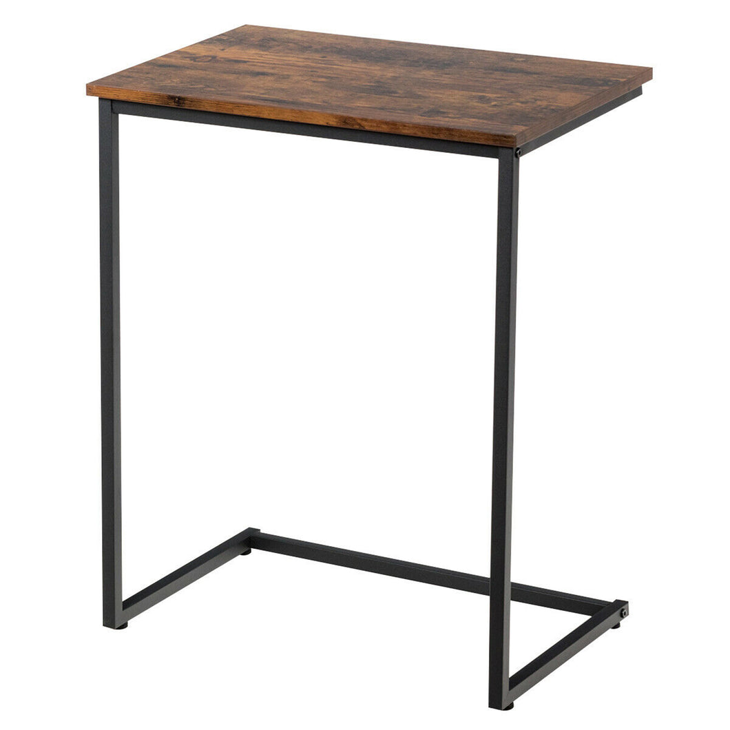 Gymax C-shaped End Side Coffee Tray Sofa Table Laptop TV Snack Stand W/ Metal Frame