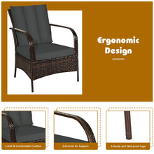 Load image into Gallery viewer, Gymax 3PCS Outdoor Patio Rattan Conversation Set Furniture Set w/ Table Cushions
