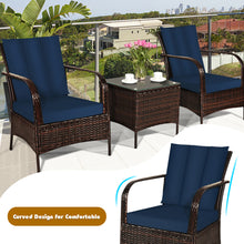 Load image into Gallery viewer, Gymax 3PCS Rattan Patio Conversation Set Outdoor Furniture Set w/ Table Cushions
