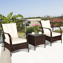 Load image into Gallery viewer, Gymax 3PCS Patio Outdoor Rattan Conversation Set Furniture Set w/ Table Cushions
