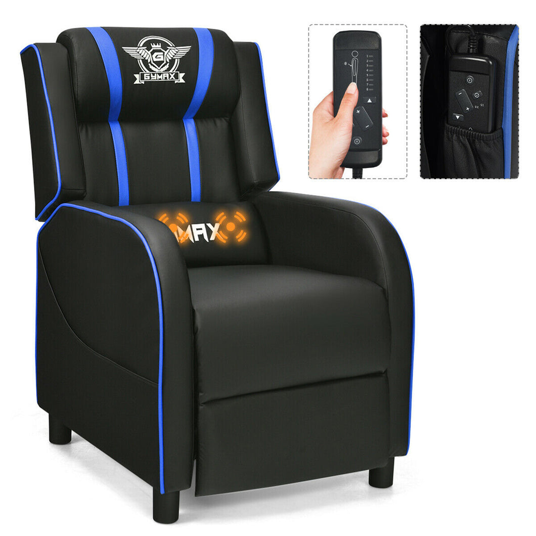 Gymax Massage Gaming Recliner Chair Racing Single Lounge Sofa Home Theater Seat