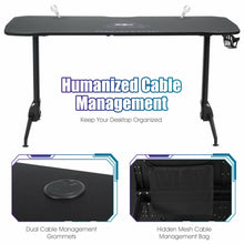 Load image into Gallery viewer, Gymax Gaming Desk 62.5&#39;&#39; T-Shape Height Adjustable w/ Mouse Pad Handle Rack Cup Holder
