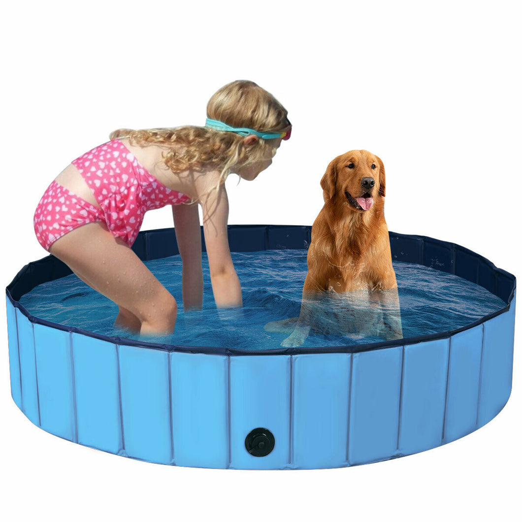 Gymax 63'' Foldable Dog Pet Pool Kiddie Bathing Tub Indoor Outdoor Portable Leakproof