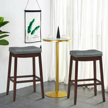 Load image into Gallery viewer, Gymax Set of 2 Nailhead Saddle Bar Stools 29&#39;&#39; Pub Chairs with Rubber Wood Legs Brown

