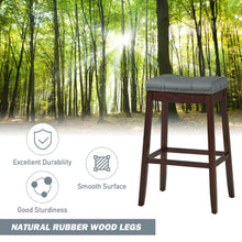 Load image into Gallery viewer, Gymax Set of 2 Nailhead Saddle Bar Stools 29&#39;&#39; Pub Chairs with Rubber Wood Legs Brown
