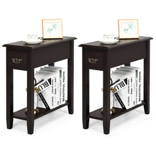 Load image into Gallery viewer, Gymax Set of 2 Nightstand 2 Tier End Bedside Sofa Side Table w/Drawer &amp;Shelf Espresso
