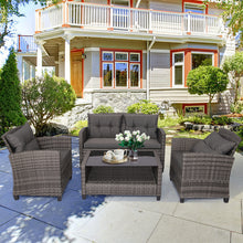 Load image into Gallery viewer, Gymax 4PC Rattan Patio Conversation Set Cushioned Outdoor Furniture Set
