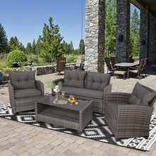 Load image into Gallery viewer, Gymax 4PC Rattan Patio Conversation Set Cushioned Outdoor Furniture Set
