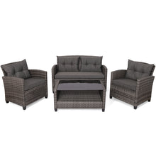 Load image into Gallery viewer, Gymax 4PC Rattan Patio Conversation Set Cushioned Outdoor Furniture Set
