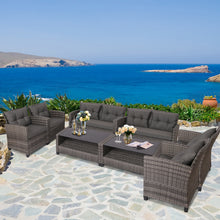 Load image into Gallery viewer, Gymax 8PCS Rattan Patio Conversation Set Cushioned Outdoor Furniture Set
