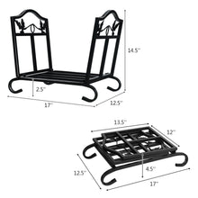 Load image into Gallery viewer, Gymax Foldable Firewood Log Rack Steel Wood Storage Holder for Fireplace Black
