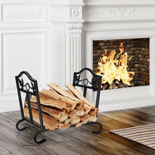 Load image into Gallery viewer, Gymax Foldable Firewood Log Rack Steel Wood Storage Holder for Fireplace Black
