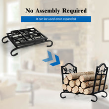 Load image into Gallery viewer, Gymax Foldable Firewood Log Rack Steel Wood Storage Holder for Fireplace Black

