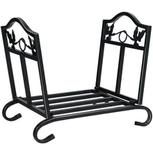 Load image into Gallery viewer, Gymax Foldable Firewood Log Rack Steel Wood Storage Holder for Fireplace Black
