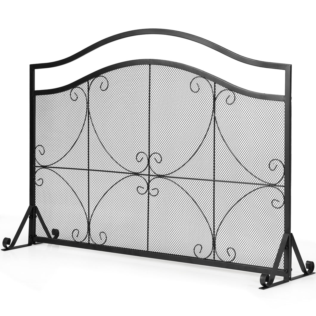 Gymax Single Panel Fireplace Screen Free Standing Spark Guard Fence for Baby Pet Safe