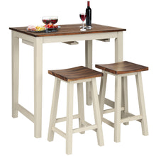 Load image into Gallery viewer, Gymax 3-Piece Bar Table Set Counter Pub Table&amp; 2 Saddle Bar Stools w/ Hanging Design
