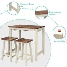 Load image into Gallery viewer, Gymax 3-Piece Bar Table Set Counter Pub Table&amp; 2 Saddle Bar Stools w/ Hanging Design
