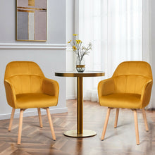 Load image into Gallery viewer, Gymax 4PCS Modern Accent Armchair Upholstered Leisure Chair w/ Wooden Legs Yellow
