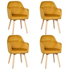 Load image into Gallery viewer, Gymax 4PCS Modern Accent Armchair Upholstered Leisure Chair w/ Wooden Legs Yellow

