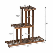Load image into Gallery viewer, Gymax Wood Plant Stand 3-Tier Plant Pot Holder Vertical Carbonized Planter Holder
