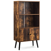 Load image into Gallery viewer, Gymax 2-Tier Retro Bookcase Bookshelf w/3 Compartment&amp;2 Doors Industrial Cabinet
