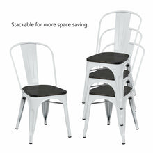 Load image into Gallery viewer, Gymax Set of 4 Tolix Style Metal Dining Side Chair Wood Seat Stackable Cafe Bistro
