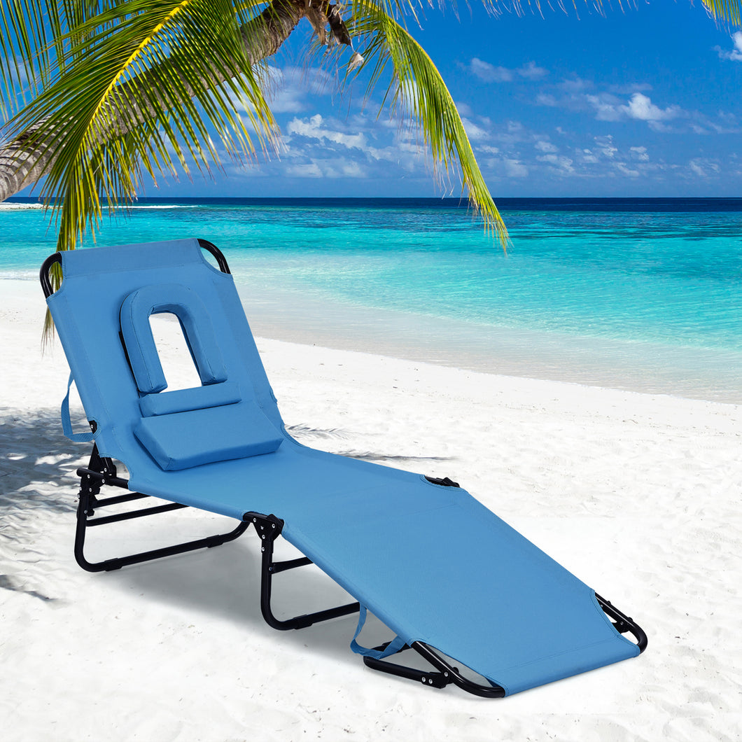 Gymax Folding Chaise Lounge Chair Bed Adjustable Outdoor Patio Beach Camping Recliner