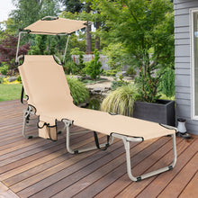 Load image into Gallery viewer, Gymax Foldable Lounge Chair Adjustable Outdoor Beach Patio Pool Recliner W/ Sun Shade

