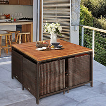 Load image into Gallery viewer, Gymax 9PCS Rattan Wicker Patio Dining Set Outdoor Furniture Set w/ Red Cushion
