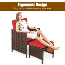 Load image into Gallery viewer, Gymax 9PCS Rattan Wicker Patio Dining Set Outdoor Furniture Set w/ Red Cushion
