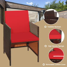 Load image into Gallery viewer, Gymax 9PCS Rattan Wicker Patio Dining Set Outdoor Furniture Set w/ Red Cushion
