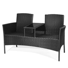 Load image into Gallery viewer, Gymax Rattan Wicker Patio Conversation Set w/ Table Red Cushion
