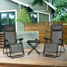 Load image into Gallery viewer, Gymax 3PCS Zero Gravity Recliner Lounge Chairs Pillows Table Portable Folding Grey
